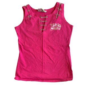 Ride For Sight Motorcycle Rally Ladies Tank Top Sz L Chain Link Pink Stretchy